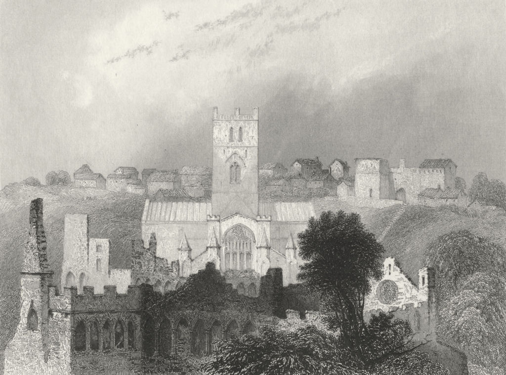ST DAVID'S. Cathedral ancient Bishop's Palace 1836 old antique print picture