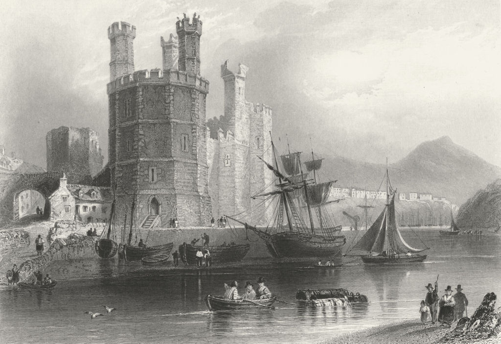 CAERNARFON. Eagle Tower, Castle. Bartlett Gastineau 1850 old antique print