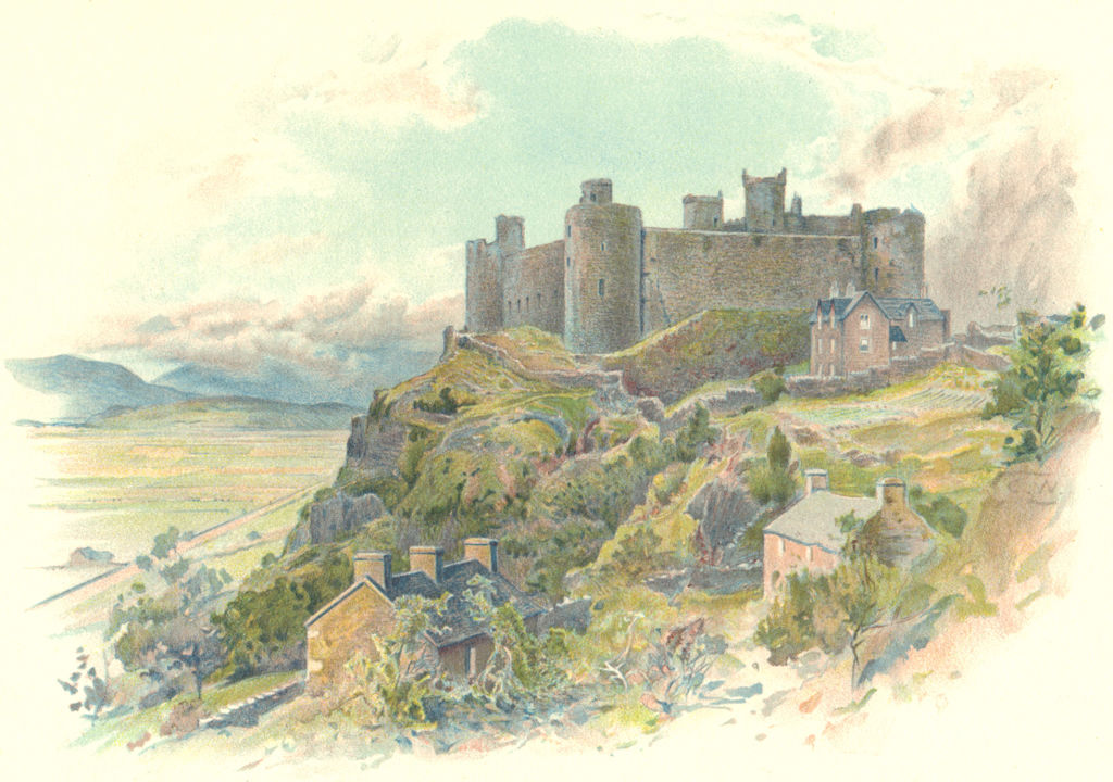WALES. Harlech Castle. Bartlett Gastineau c1910 old antique print picture