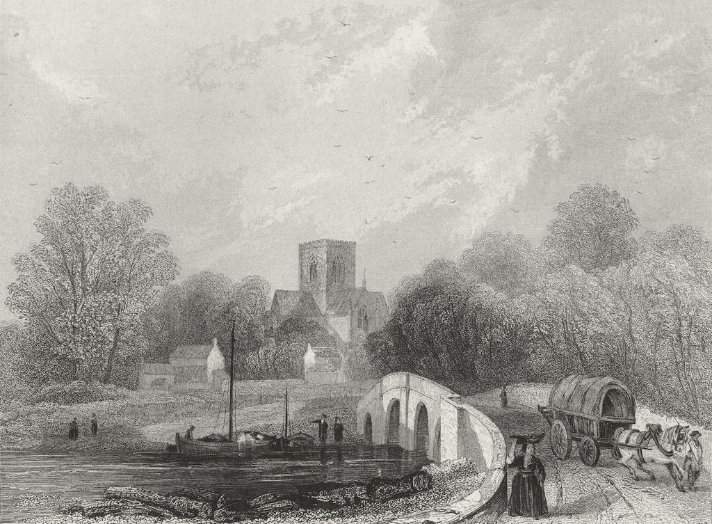WALES. St Asaph's Cathedral view bridge. Asaph 1860 old antique print picture