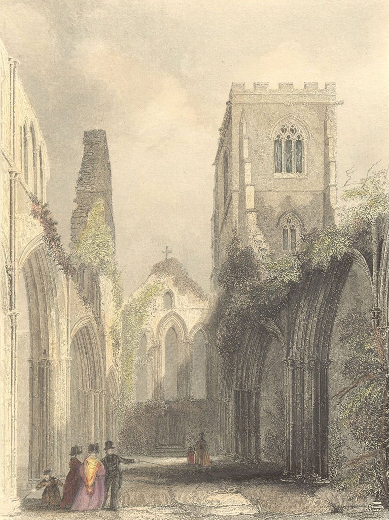 WALES. Llandaff Cathedral Nave 1850 old antique vintage print picture