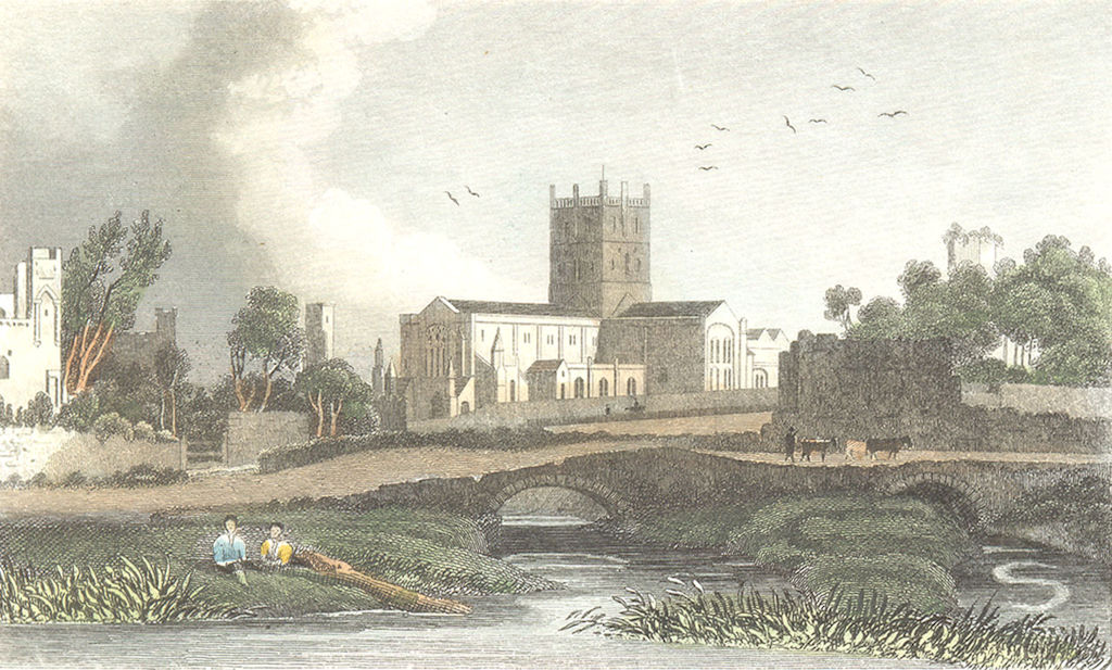 ST DAVID'S. Cathedral, Pembrokeshire. St David's 1835 old antique print