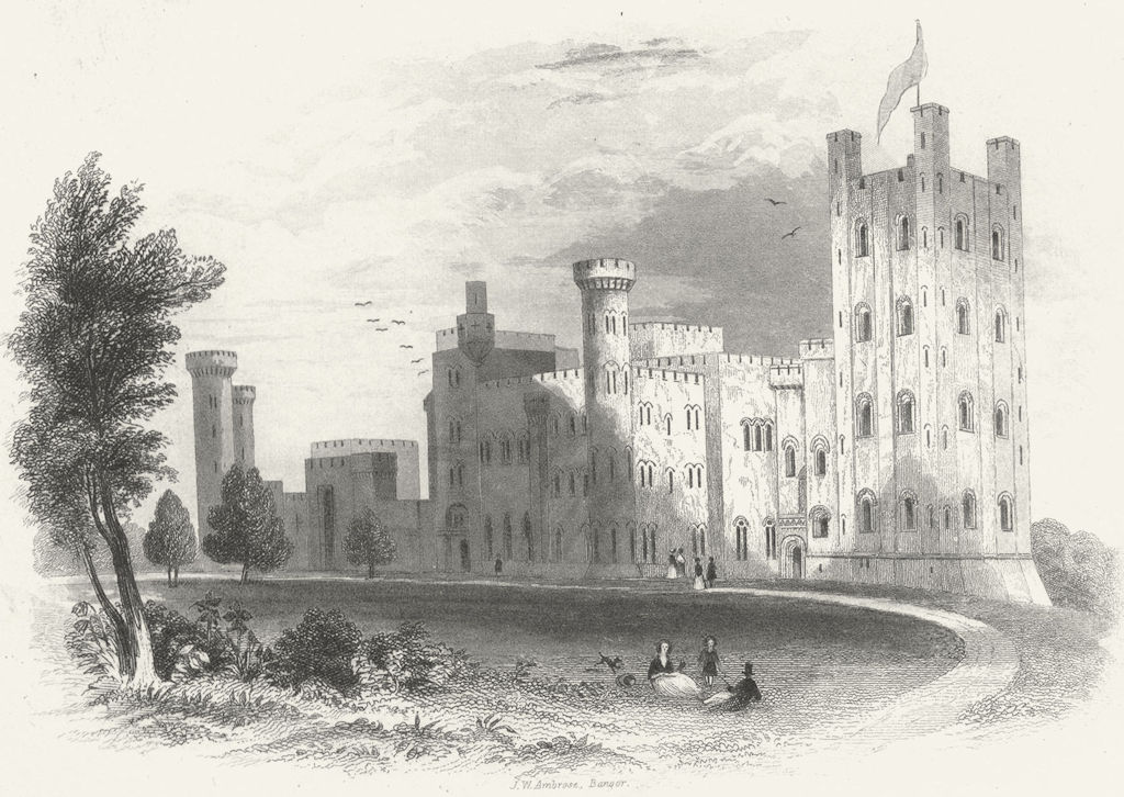 WALES. Penrhyn Castle. Newman 1850 old antique vintage print picture
