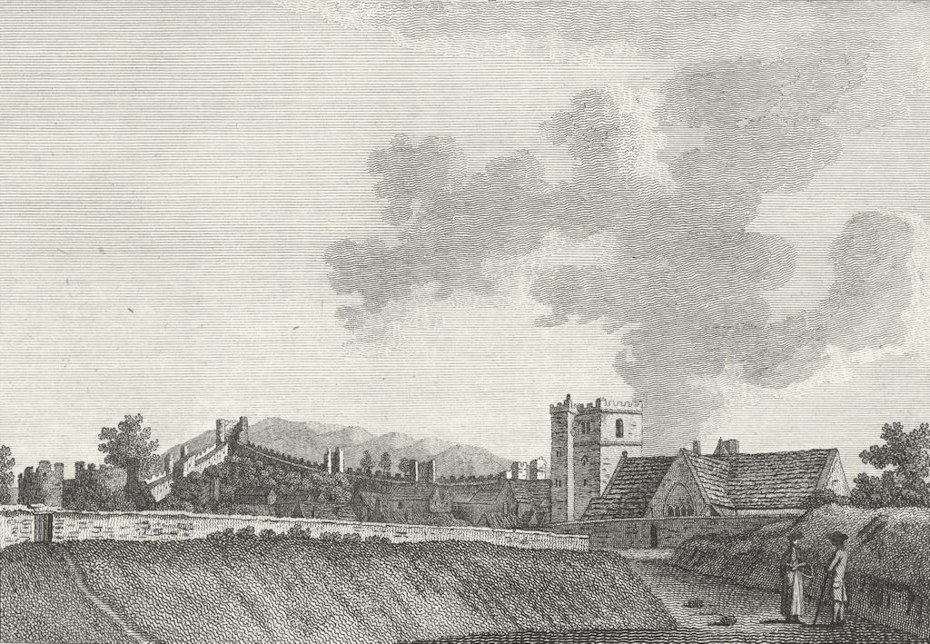 WALES. Conventual Church, Conway Abbey. Caernarfon.  1795 old antique print