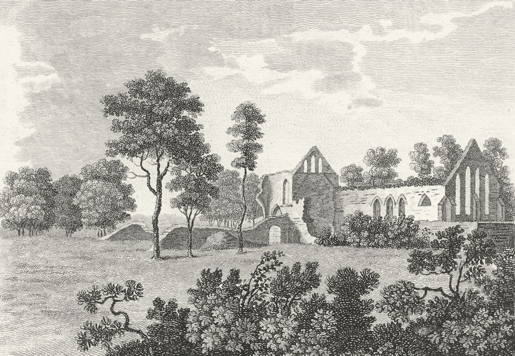 FLINTSHIRE. Basingwerk Monastery. Flint. Grose. 18C 1795 old antique print