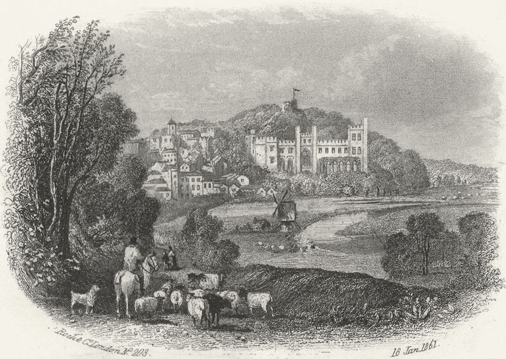 SUSSEX. Arundel Castle c1855 old antique vintage print picture