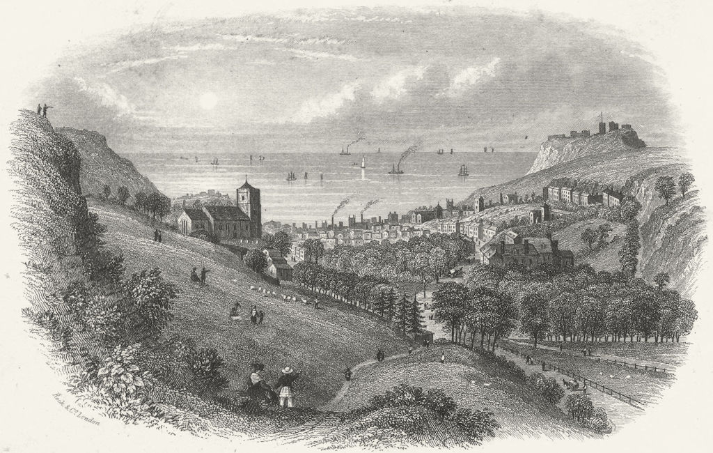 Associate Product SUSSEX. Hastings, from Minnis Rock c1855 old antique vintage print picture