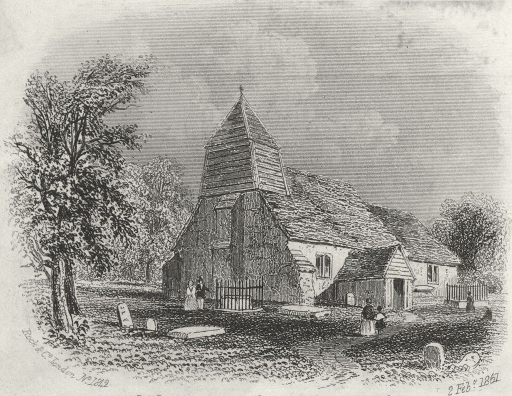 SUSSEX. Hollington Church, Hastings c1855 old antique vintage print picture