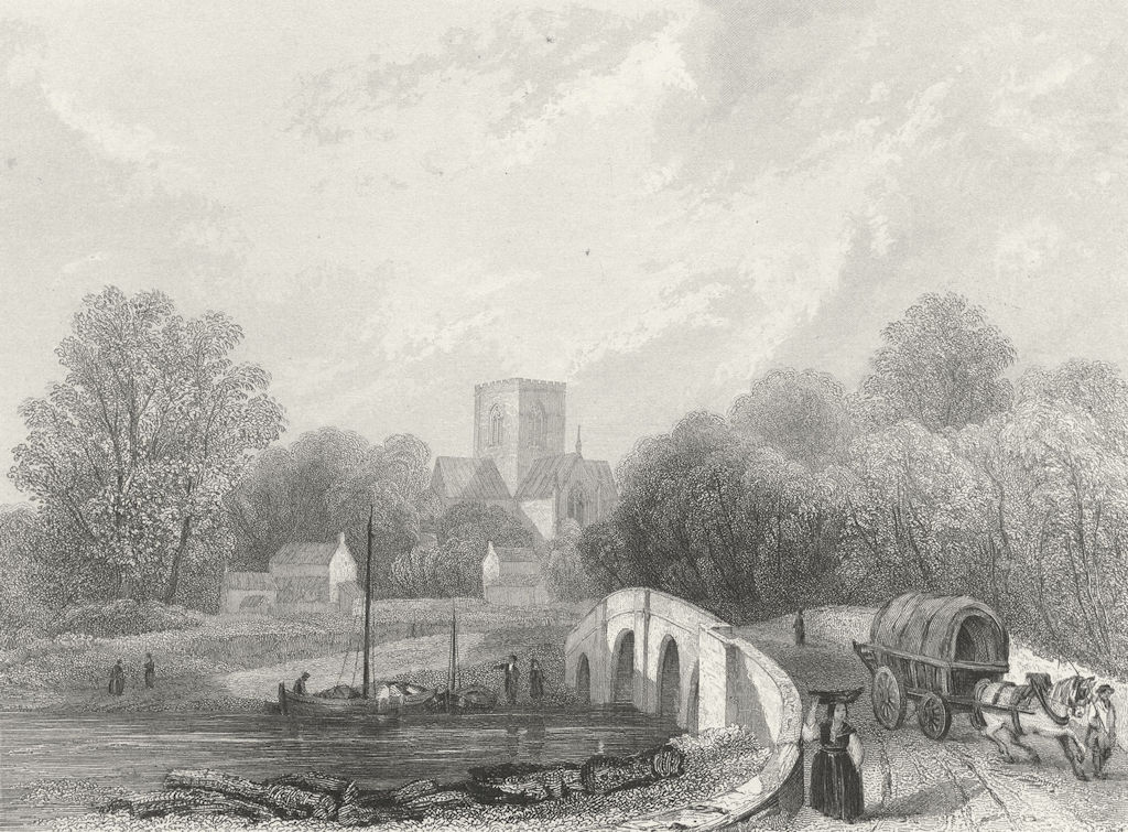 WALES. St Asaph's Cathedral view bridge. Asaph 1836 old antique print picture