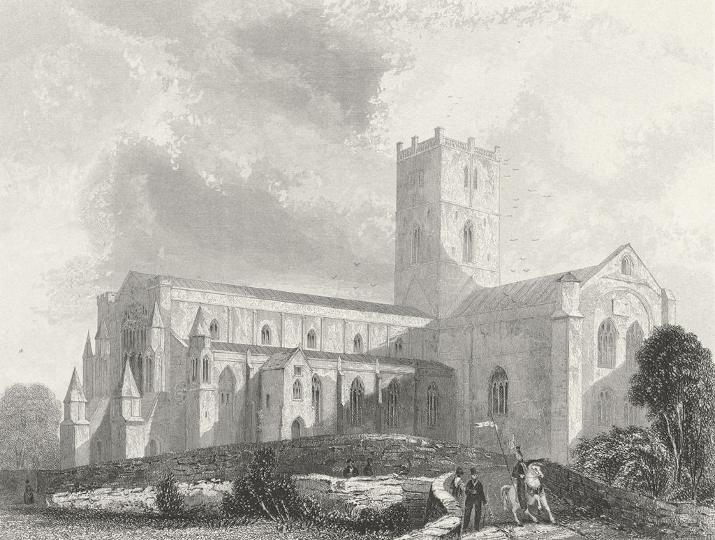 Associate Product WALES. St David's Cathedral SW view 1836 old antique vintage print picture