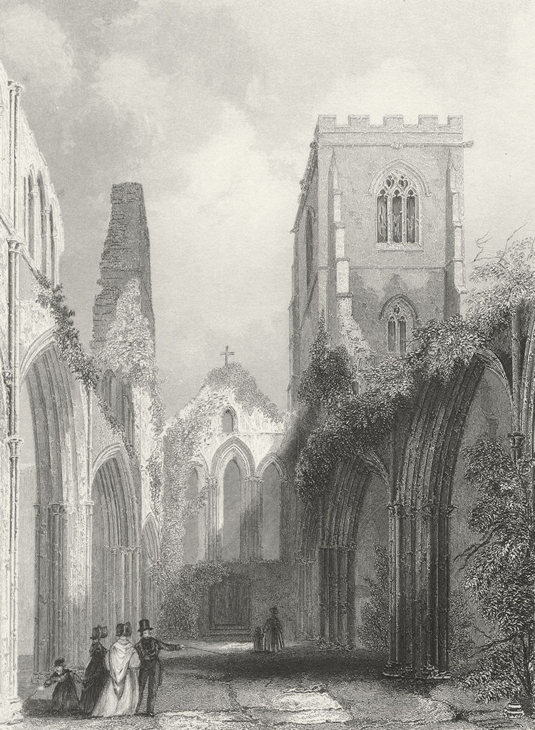 WALES. Llandaff Cathedral Nave 1836 old antique vintage print picture