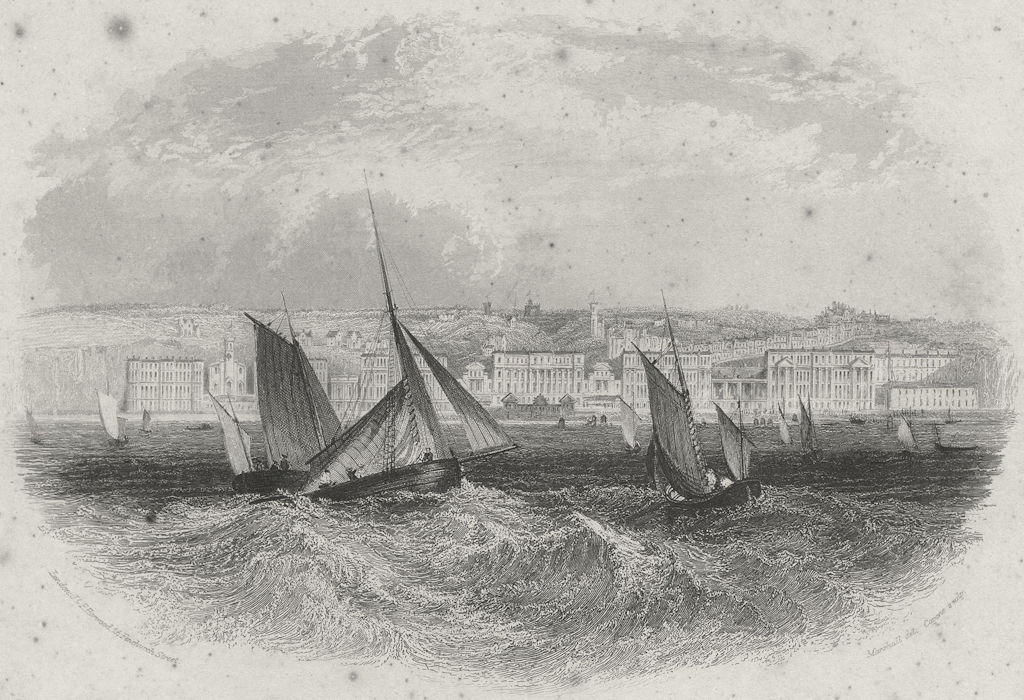 SUSSEX. St Leonards sea. Harwood 1841 old antique vintage print picture