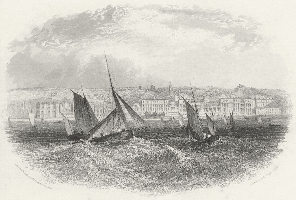 SUSSEX. St Leonards sea. Harwood 1840 old antique vintage print picture