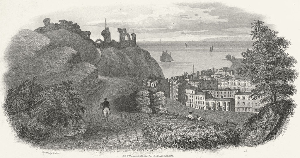 SUSSEX. Hastings Castle c1855 old antique vintage print picture