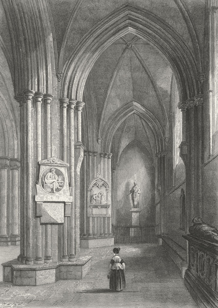 SUSSEX. Chichester Cathedral North Aisle 1860 old antique print picture