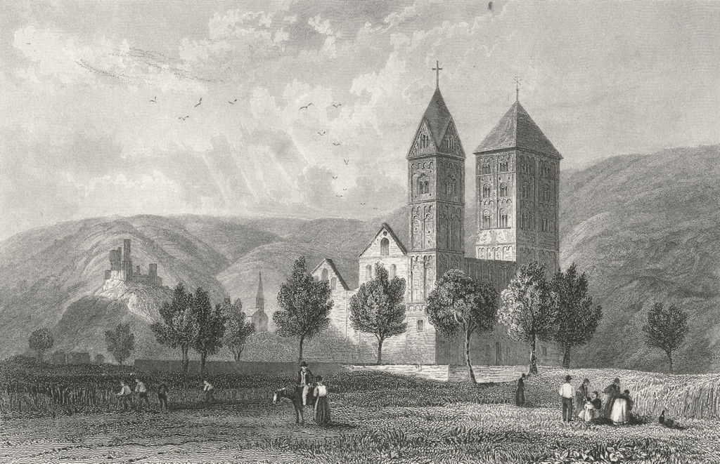 GERMANY. St John's Church, Niederlahnstein  1830 old antique print picture