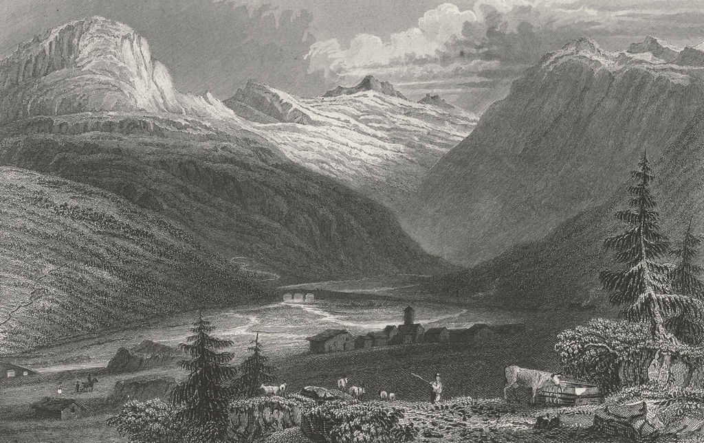 SWITZERLAND. Rheinwald Glacier. Germany. Tombleson 1830 old antique print