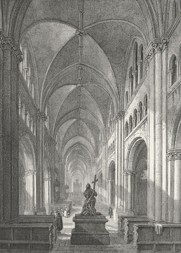 GERMANY. Intr Bonn cathedral. Tombleson inside of 1830 old antique print