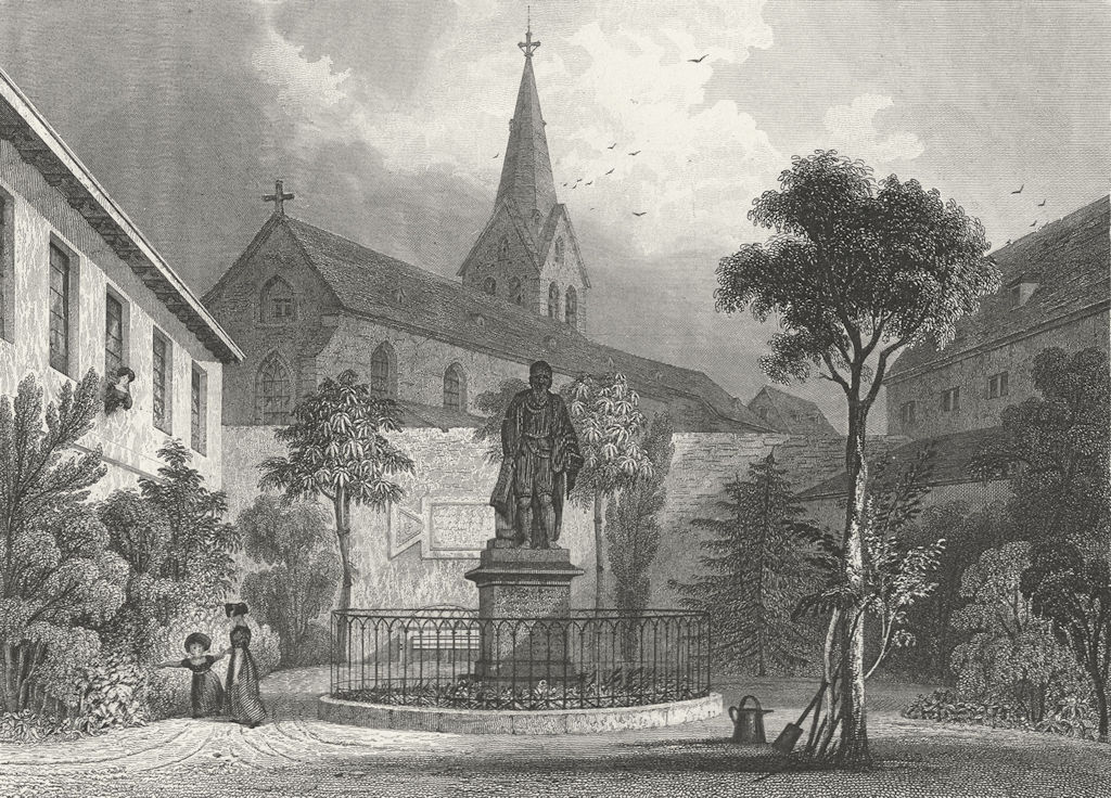 Associate Product GERMANY. Guttenberg's monument, Mainz. Tombleson 1830 old antique print