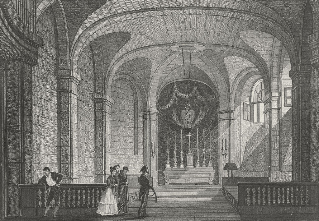 FRANCE. Chapelle de jail Conciergerie. Pugin Paris 1828 old antique print
