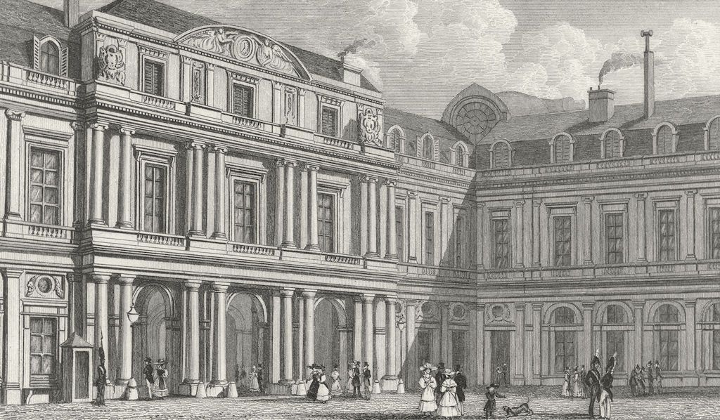 PARIS. Palais duc D'orleans(Cour). (Prise) 1828 old antique print picture