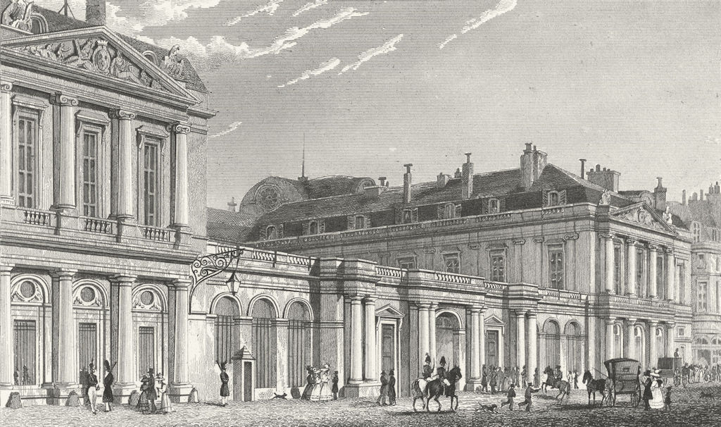 PARIS. Palais Royal, St front. France. Pugin Dogs 1834 old antique print