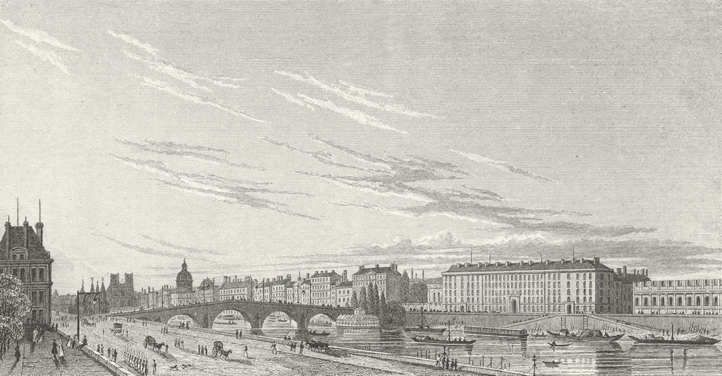 PARIS. Pont Royal Hotel Gardes Corps. France. Garde 1828 old antique print