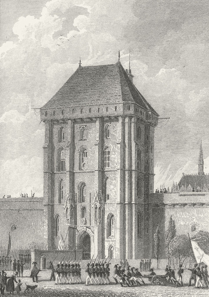 VINCENNES. Porte d' Entree, Chateau. Paris Troops 1828 old antique print