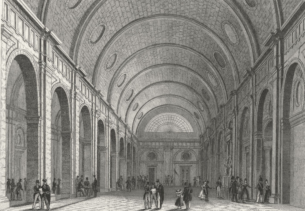 PARIS. Salle Pas Perdus. France. Pugin elegant 1828 old antique print picture