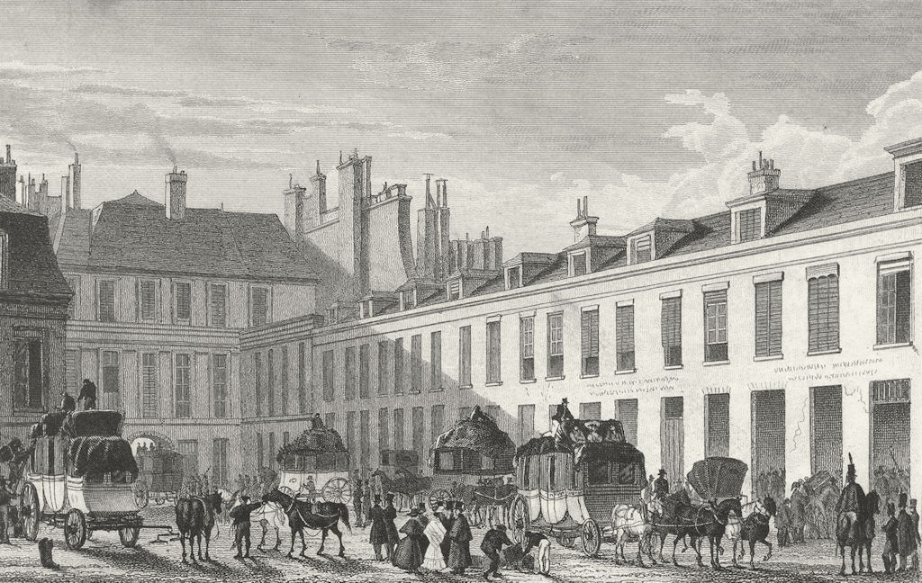 PARIS. Messagerie Royale. Horse drawn carriage 1828 old antique print picture
