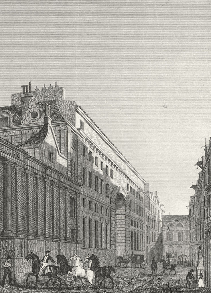PARIS. Ecuries Roi, Rue St Thomas Louvre. horse 1828 old antique print picture