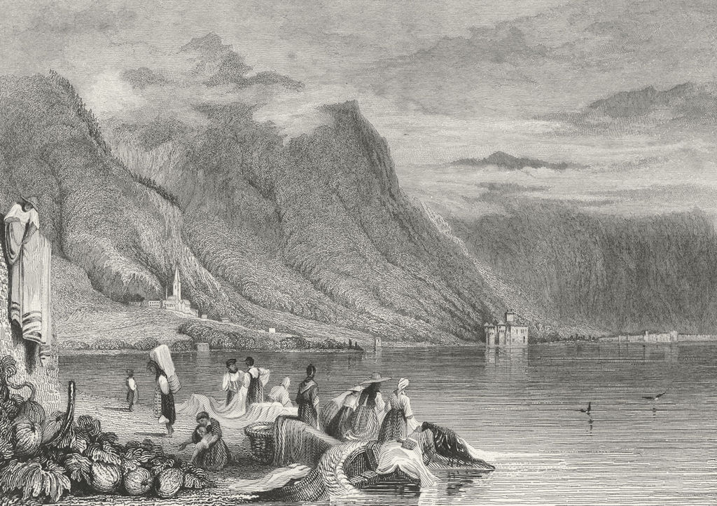 CHILLON. lake Geneva. Swiss Montreux Prout 1830 old antique print picture