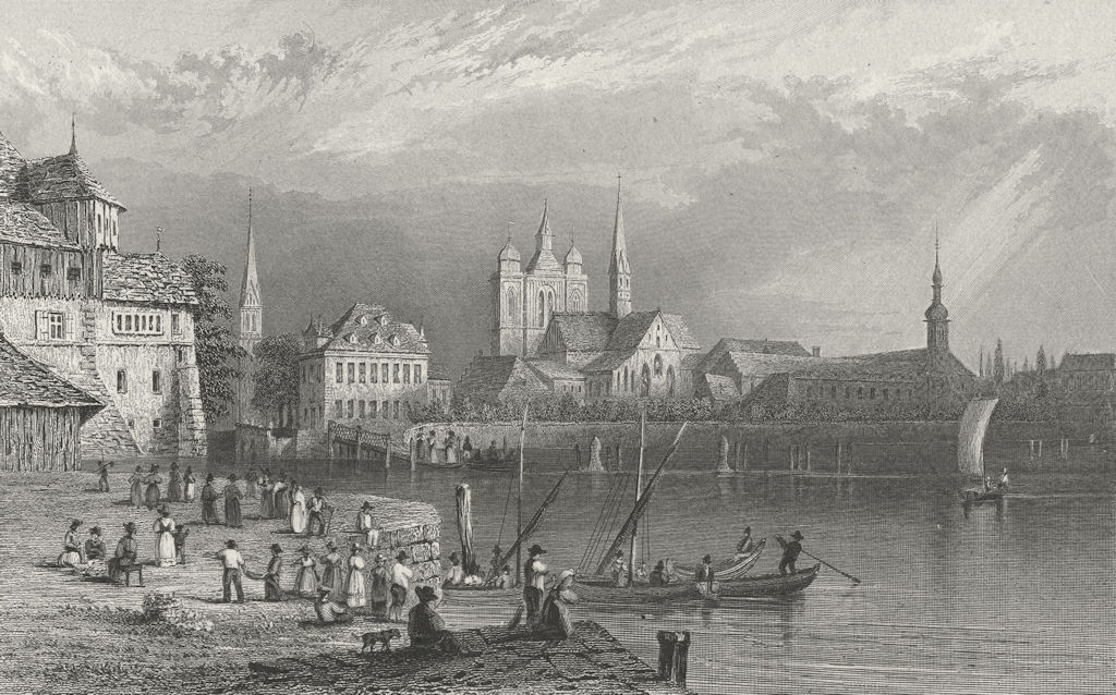SWITZERLAND. Constance, Constanz. Swiss. boat 1830 old antique print picture