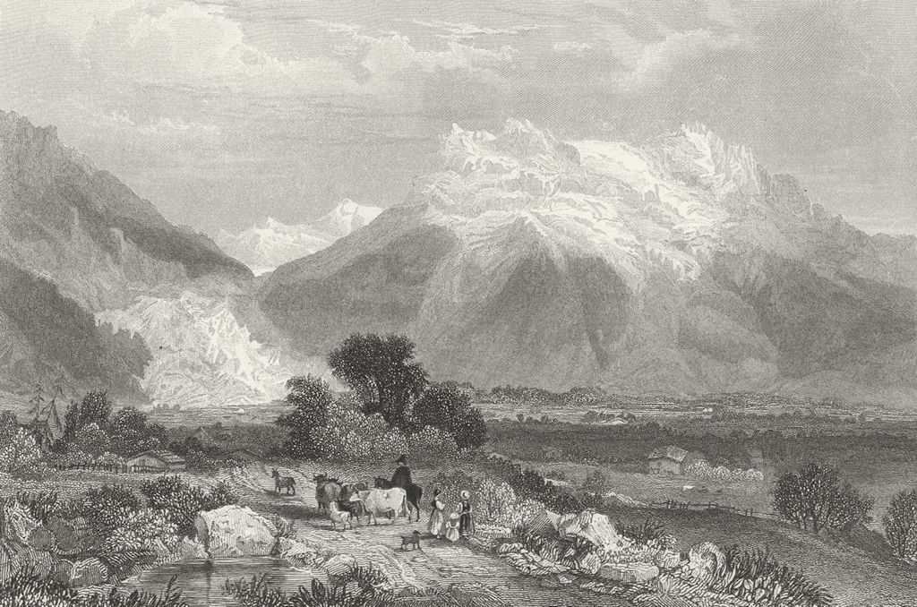 SWITZERLAND. Grindelwald. Swiss. Fullarton-Finden 1850 old antique print