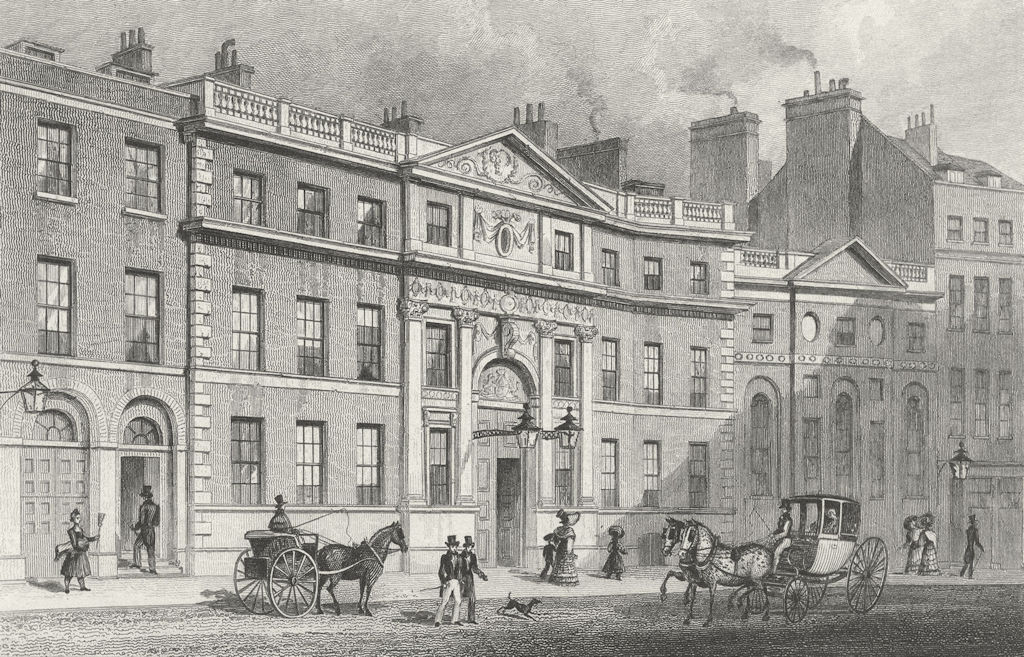 LONDON. Drapers Hall, Throgmorton St 1829 old antique vintage print picture