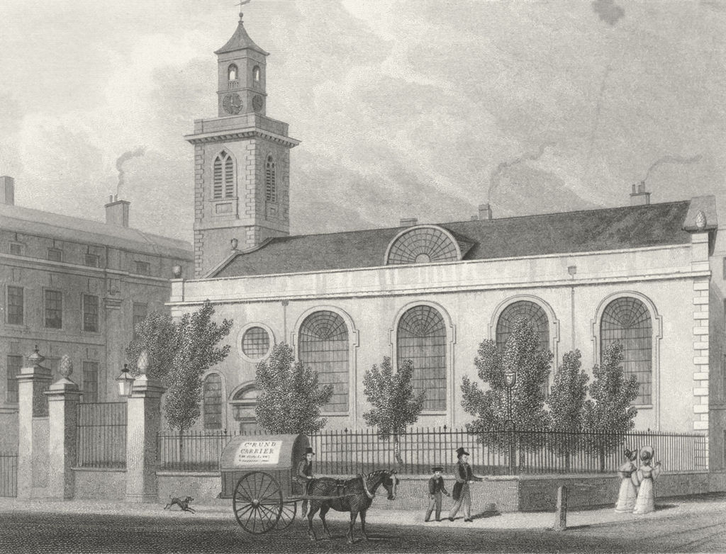 LONDON. St Mary, Aldermanbury 1829 old antique vintage print picture