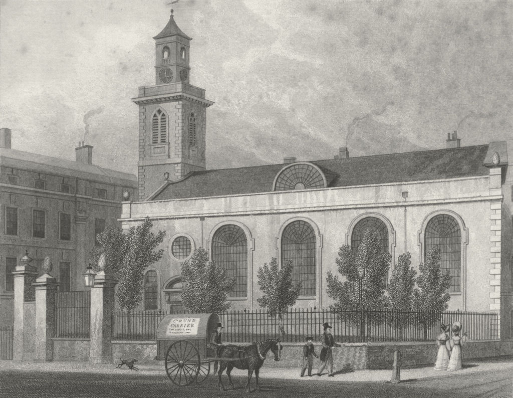 LONDON. St Mary, Aldermanbury 1830 old antique vintage print picture