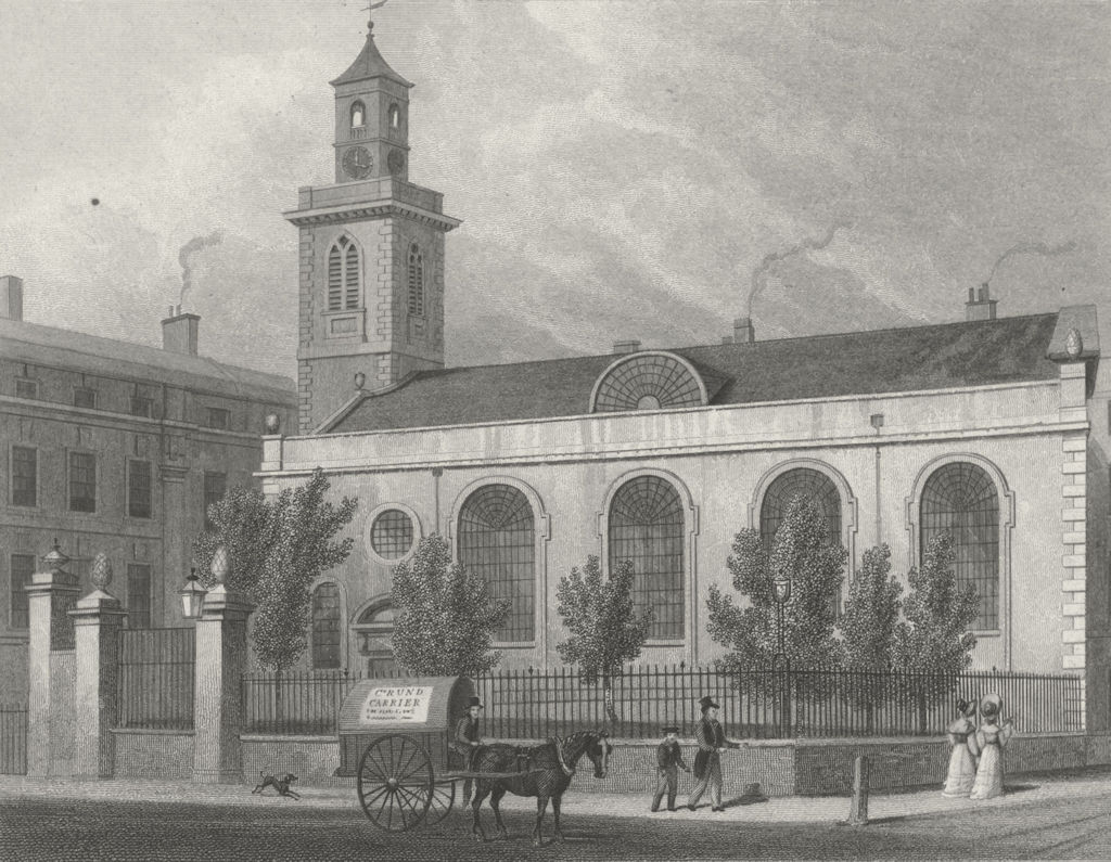 LONDON. St Mary, Aldermanbury 1830 old antique vintage print picture