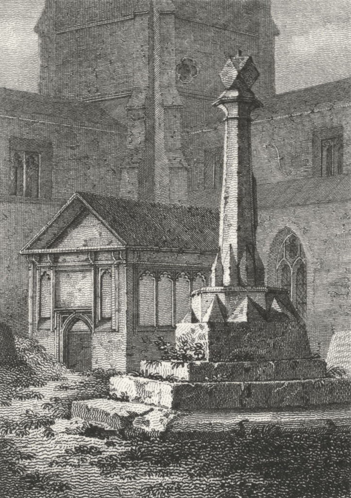 WILTS. Stone Cross, in St Bedwin Ch Yd 1808 old antique vintage print picture