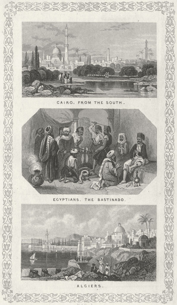 EGYPT. Cairo; Egyptians, Bastinado; Algiers c1840 old antique print picture