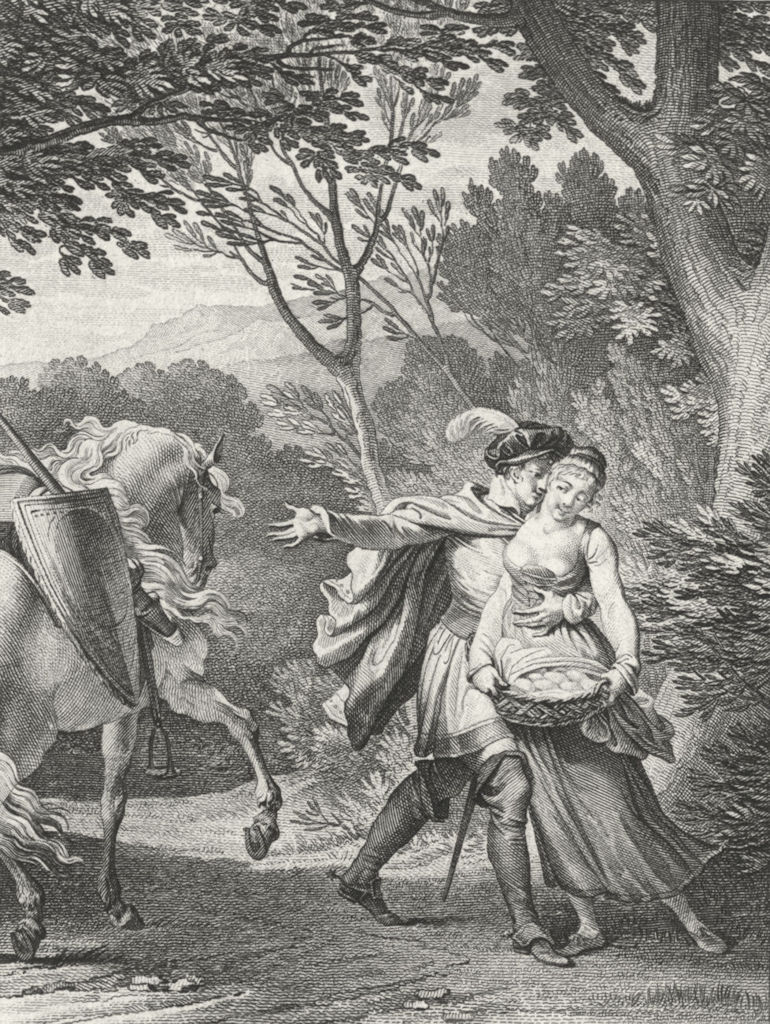 ROMANCE. 20 écus in my bag, come away me c1800 old antique print picture