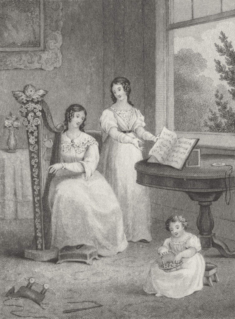 FAMILY. My own family 1837 old antique vintage print picture