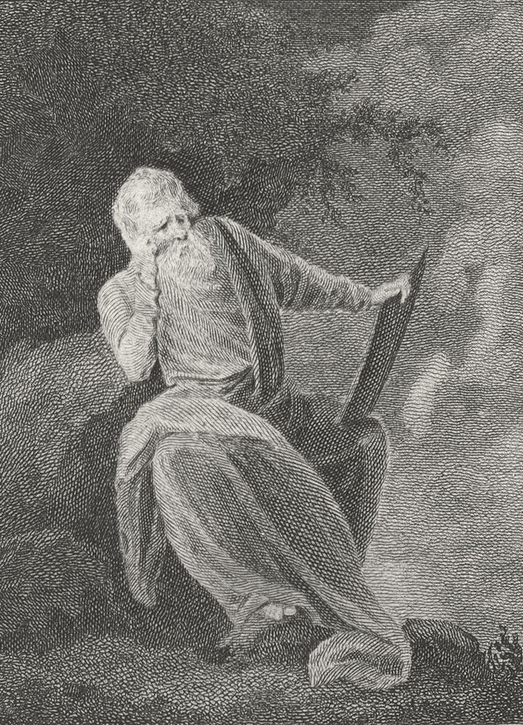 PORTRAITS. Man White beard holding tablet 1795 antique print picture