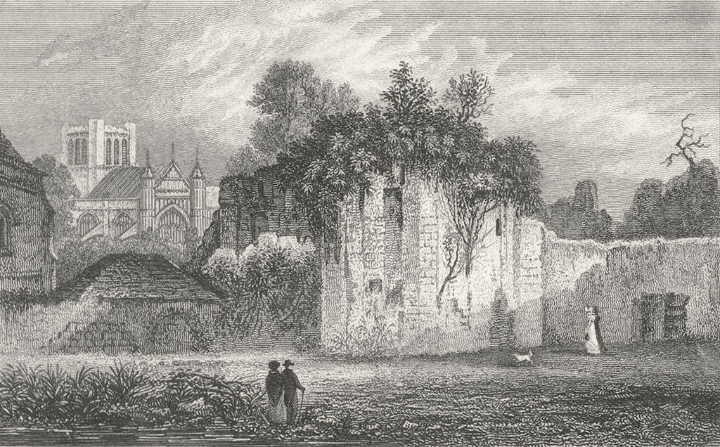 WINCHESTER. Ruins, Wolvesey Castle Palace Bishop c1800 old antique print