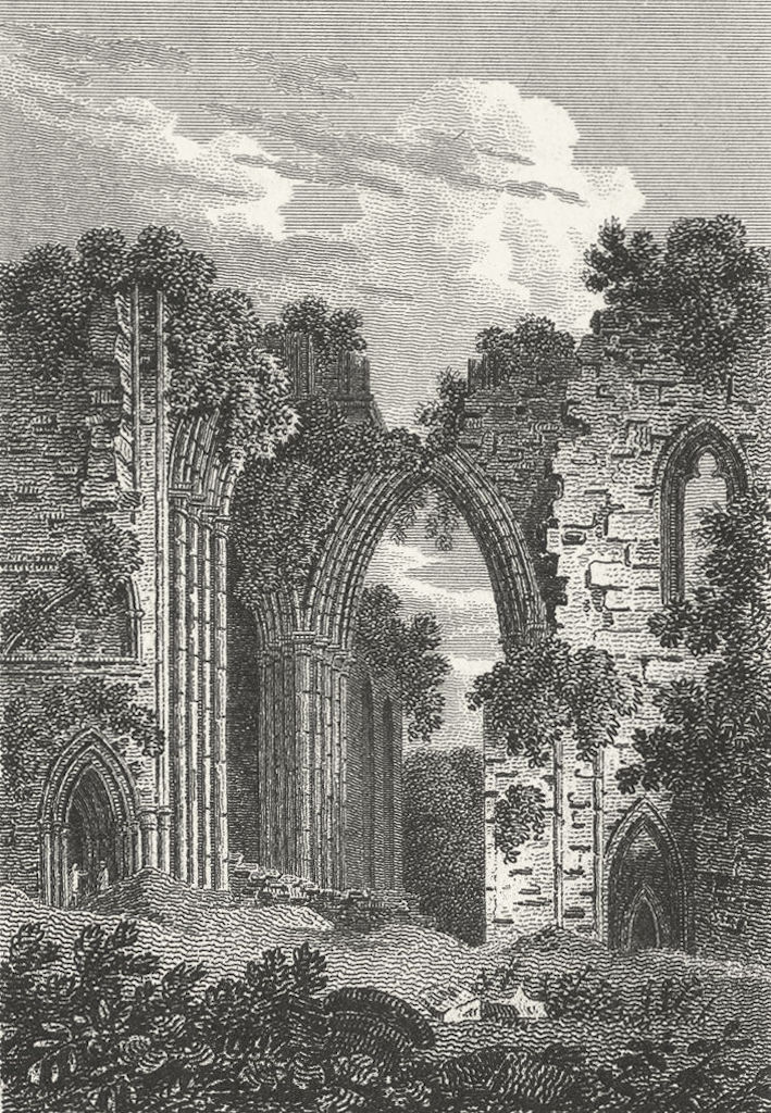 CHURCHES. Furness Abbey, from the West 1808 old antique vintage print picture