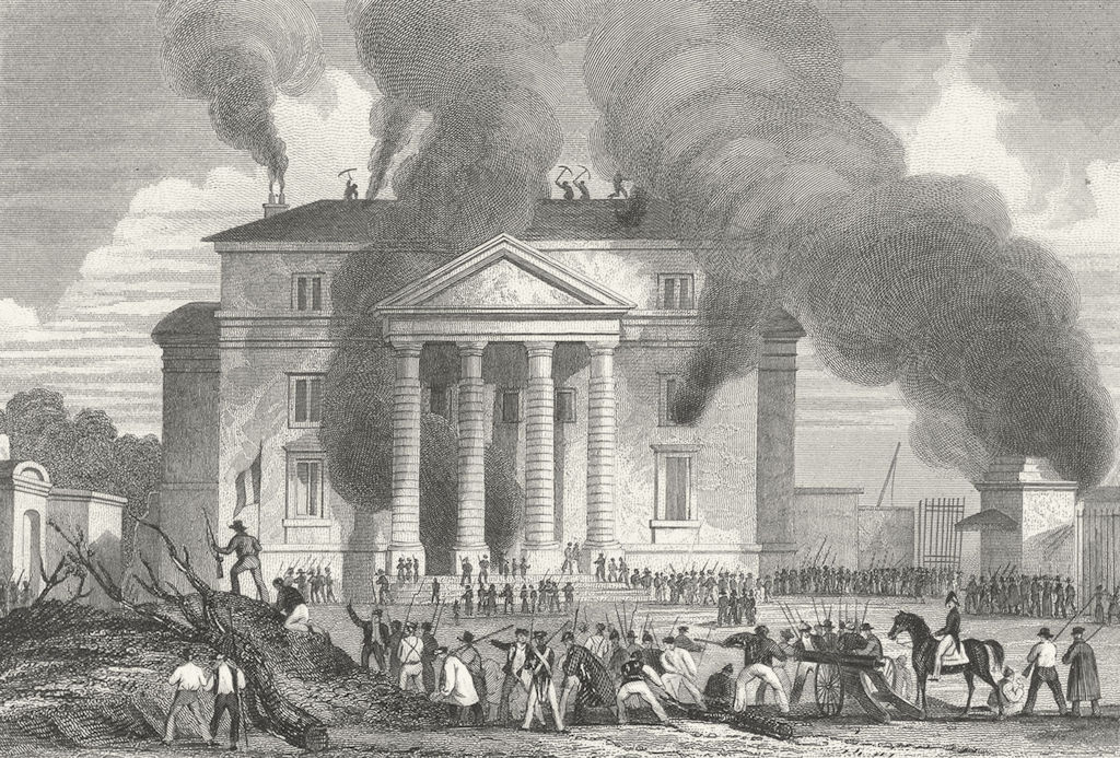 PARIS. Incendie Barriere St Denis. 1830 Military 1834 old antique print