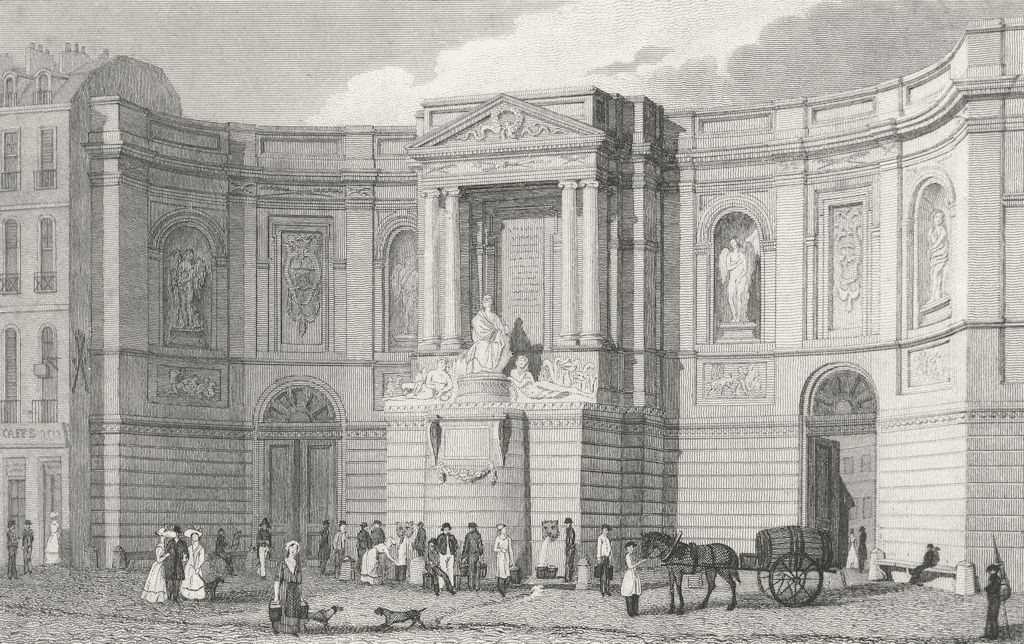 Associate Product PARIS. Fontaine des Quatres-Saisons Grenelle 1828 old antique print picture