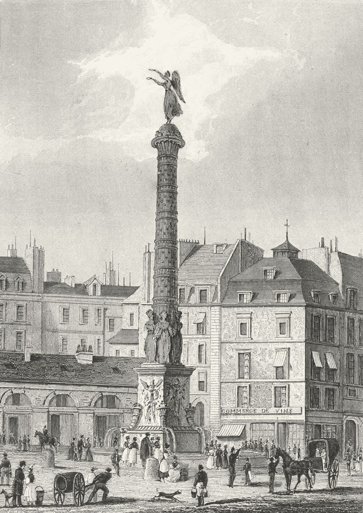 PARIS. Fontaine du Palmier or Chatelet. horse  1834 old antique print picture