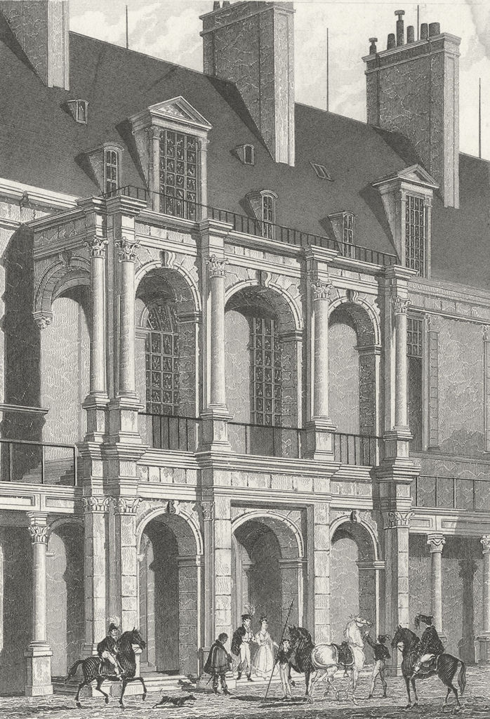 FONTAINEBLEAU. Apartements Cour D'honneur. Paris 1828 old antique print