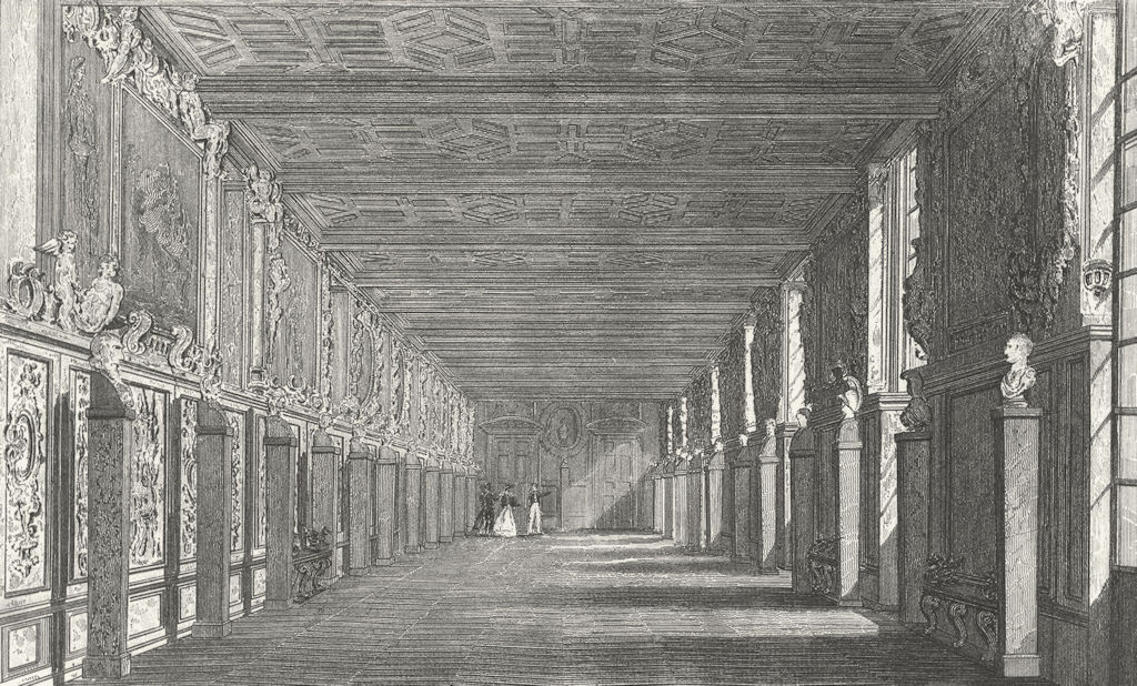 FONTAINEBLEAU. Galerie de Francois I. Pugin 1834 old antique print picture